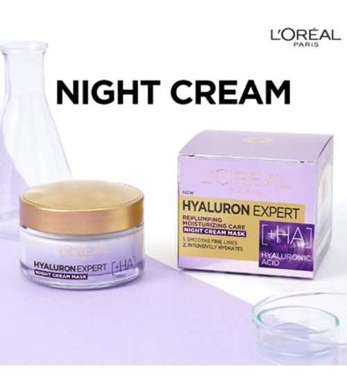 Loreal Paris Hyaluron Expert Replumping Moisturizing Care Night Cream Mask 50ml